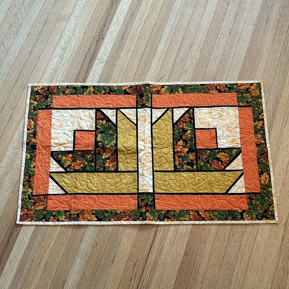 Handmade Reversible Quilted Wall Hanging, Table Runner, Fall, Thanksgiving